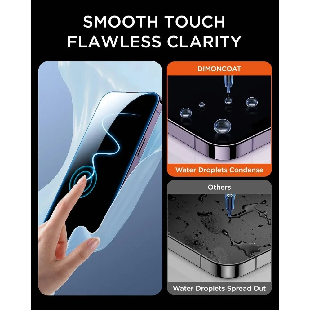 DIMONCOAT 4-PACK TOP 9H+ Glass for iPhone‎ 14 Pro Max Privacy Screen Protector